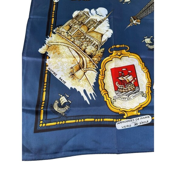 Vintage Paris Souvenir Scarf / Paris Landmarks & Eiffel Tower, Notre Dame. - Picture 4 of 6